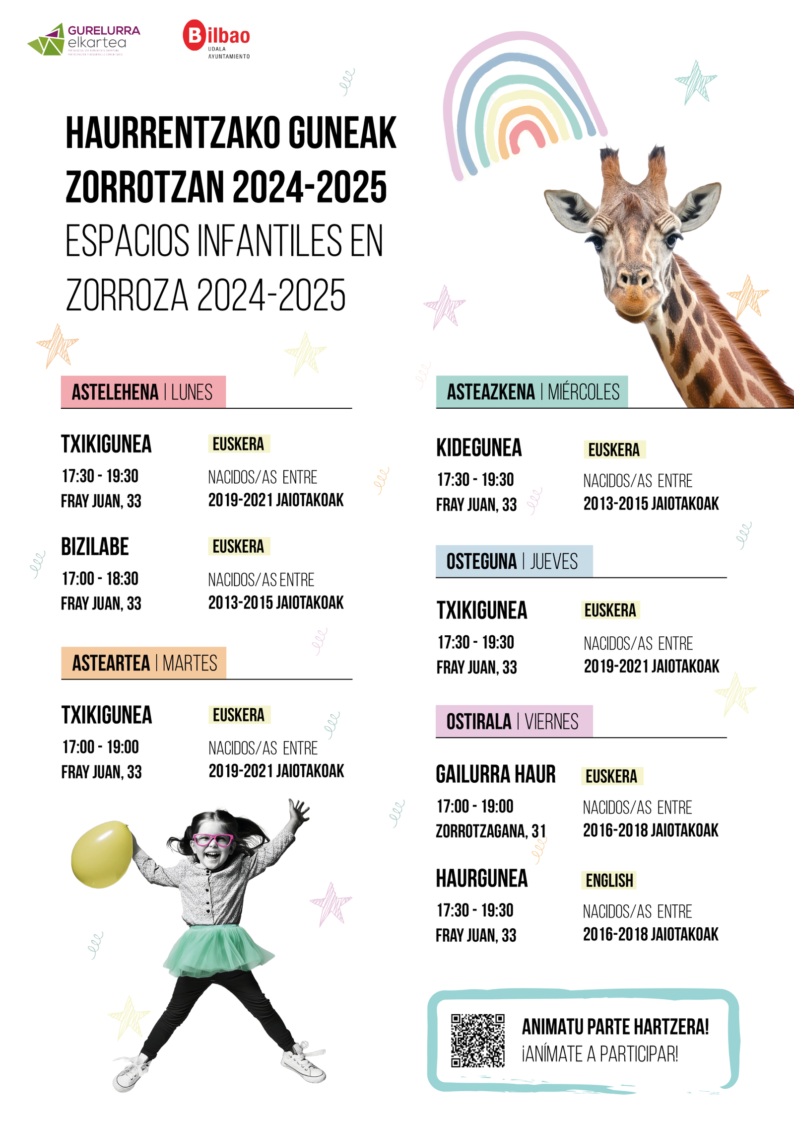 Espacios infantiles en Zorroza 2024-2025