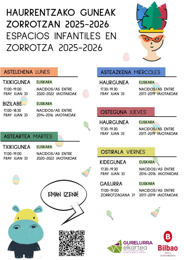 espacios infantiles en zorroza 2025 2026